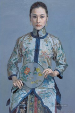  Abanico Pintura al %c3%b3leo - Mujer con abanico chino Chen Yifei